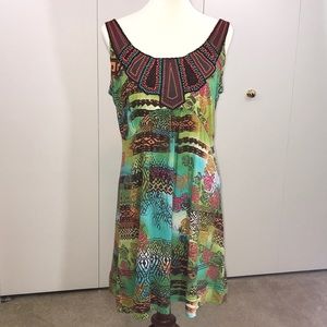 American Rag Cie OX beads Aztec sundress adj strap